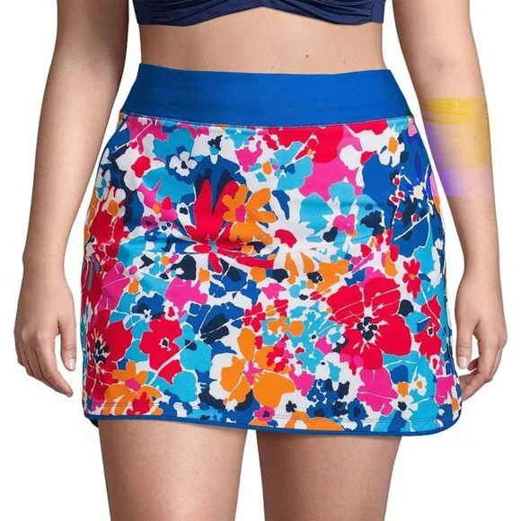 EUC Lands' End Active Floral Swim Skort - Picture 1 of 5